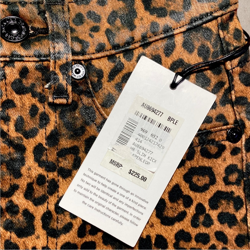 7 For All Mankind Leopard Coated High Rise Slim Fit Kick Flare Jeans 24 - Picture 6 of 8